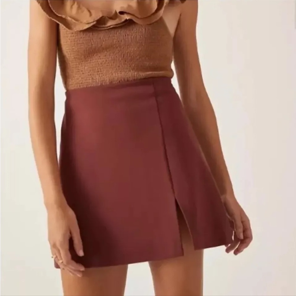 Maeve Brown Mini Skirt with front slit